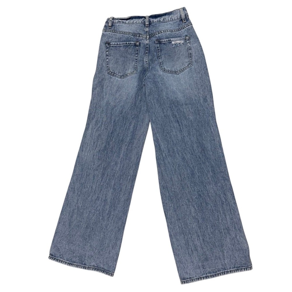 PacSun Baggy Jean Womens Size 25 Blue Distressed Ripped High Waisted Wide Leg - Picture 2 of 8